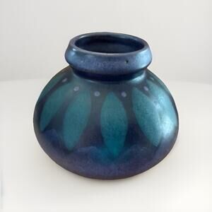 RARE Vintage KMK Germany Viola Cobalt Pottery Vase Blue Purple Hand Painted 5x5”